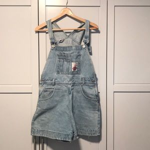 Denim bib overall shorts